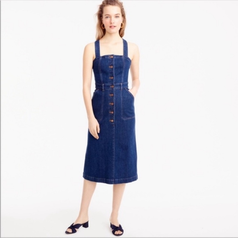 Pre-Owned J.Crew - Sleeveless
Overall-Style Midi Dress Sz 0 - Picture 2 of 7